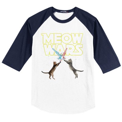 Meow Wars Space Cat Laser Cat Funny Cat Lover Baseball Sleeve Shirt