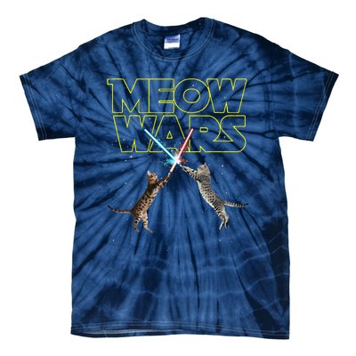 Meow Wars Space Cat Laser Cat Funny Cat Lover Tie-Dye T-Shirt