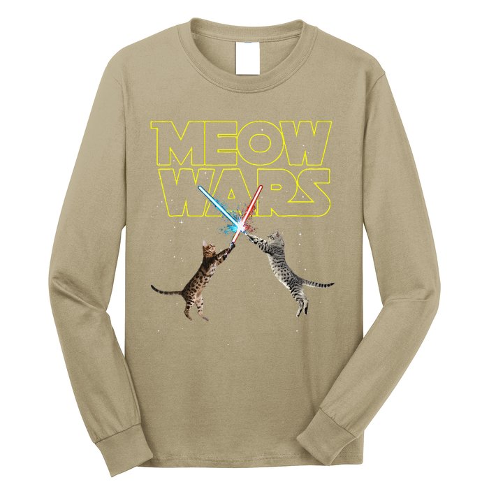 Meow Wars Space Cat Laser Cat Funny Cat Lover Long Sleeve Shirt