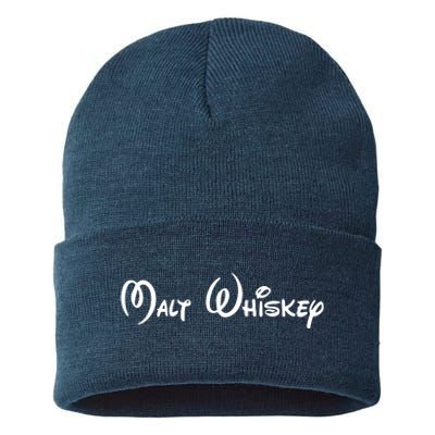 Malt Whiskey Shirts Funny Gift Idea Pun Logo Parody Sustainable Knit Beanie