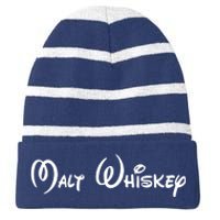 Malt Whiskey Shirts Funny Gift Idea Pun Logo Parody Striped Beanie with Solid Band