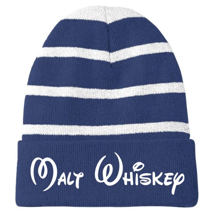 Malt Whiskey Shirts Funny Gift Idea Pun Logo Parody Striped Beanie with Solid Band