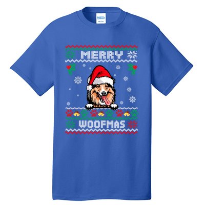 Merry Woofmas Shetland Sheepdog Dog Christmas Ugly Xmas Cute Gift Tall T-Shirt