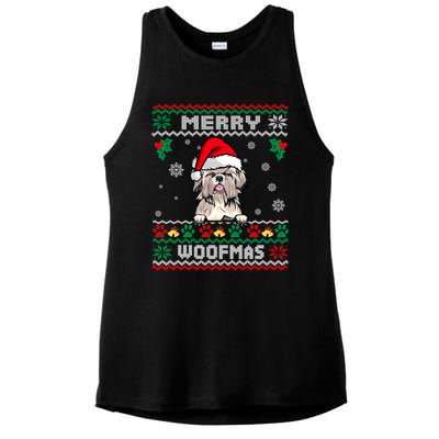 Merry Woofmas Shih Tzu Dog Funny Ugly Christmas Sweater Gift Ladies PosiCharge Tri-Blend Wicking Tank