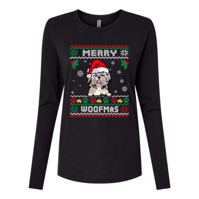 Merry Woofmas Shih Tzu Dog Funny Ugly Christmas Sweater Gift Womens Cotton Relaxed Long Sleeve T-Shirt