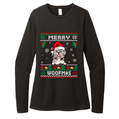 Merry Woofmas Shih Tzu Dog Funny Ugly Christmas Sweater Gift Womens CVC Long Sleeve Shirt