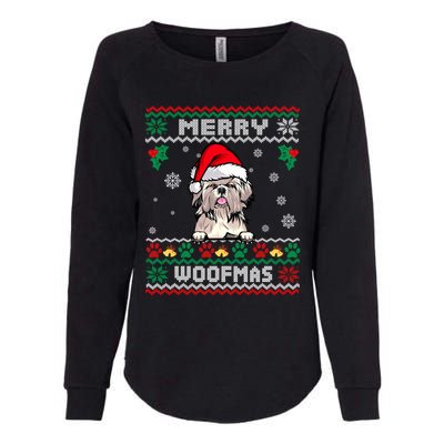 Merry Woofmas Shih Tzu Dog Funny Ugly Christmas Sweater Gift Womens California Wash Sweatshirt