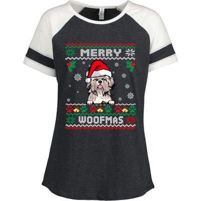 Merry Woofmas Shih Tzu Dog Funny Ugly Christmas Sweater Gift Enza Ladies Jersey Colorblock Tee