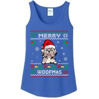 Merry Woofmas Shih Tzu Dog Funny Ugly Christmas Sweater Gift Ladies Essential Tank