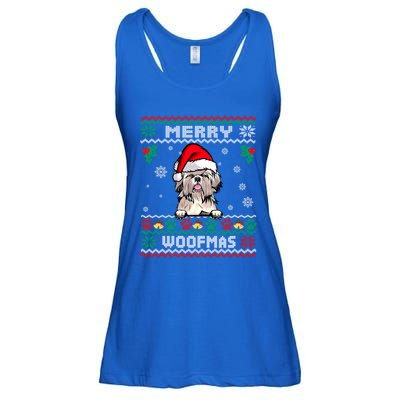 Merry Woofmas Shih Tzu Dog Funny Ugly Christmas Sweater Gift Ladies Essential Flowy Tank