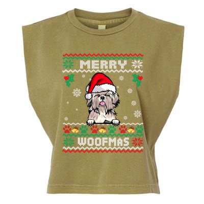 Merry Woofmas Shih Tzu Dog Funny Ugly Christmas Sweater Gift Garment-Dyed Women's Muscle Tee