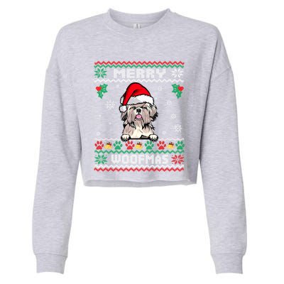 Merry Woofmas Shih Tzu Dog Funny Ugly Christmas Sweater Gift Cropped Pullover Crew