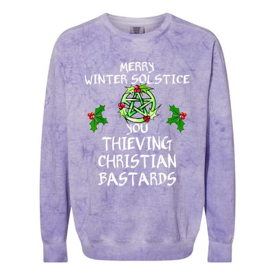 Merry Winter Solstice You Thieving Christian Bastards Colorblast Crewneck Sweatshirt