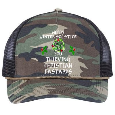 Merry Winter Solstice You Thieving Christian Bastards Retro Rope Trucker Hat Cap