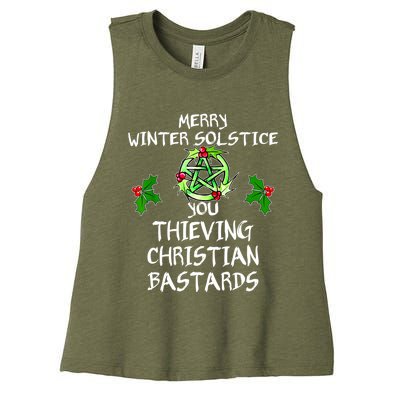 Merry Winter Solstice You Thieving Christian Bastards Women's Racerback Cropped Tank