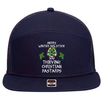 Merry Winter Solstice You Thieving Christian Bastards 7 Panel Mesh Trucker Snapback Hat