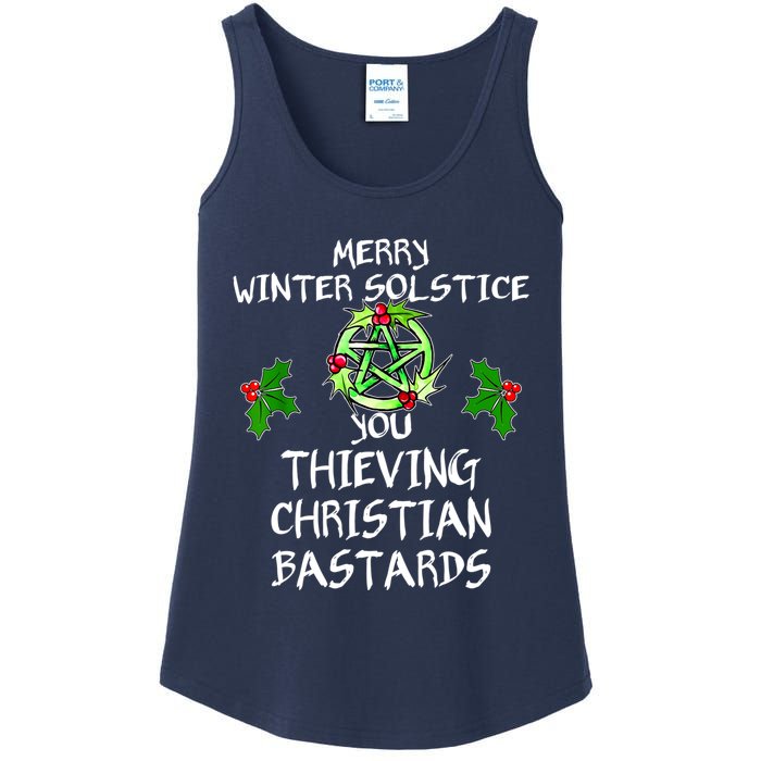 Merry Winter Solstice You Thieving Christian Bastards Ladies Essential Tank