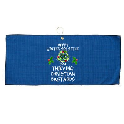 Merry Winter Solstice You Thieving Christian Bastards Large Microfiber Waffle Golf Towel