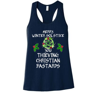 Merry Winter Solstice You Thieving Christian Bastards Women's Racerback Tank