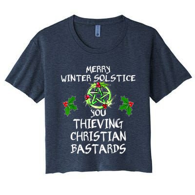 Merry Winter Solstice You Thieving Christian Bastards Women's Crop Top Tee