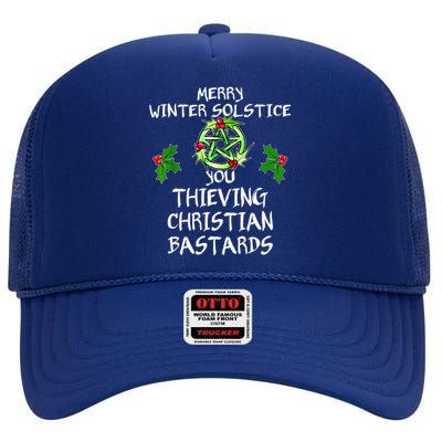 Merry Winter Solstice You Thieving Christian Bastards High Crown Mesh Back Trucker Hat