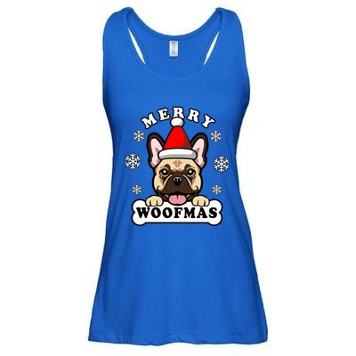 Merry Woofmas Santa French Bulldog Funny Christmas Dog Puns Funny Gift Ladies Essential Flowy Tank