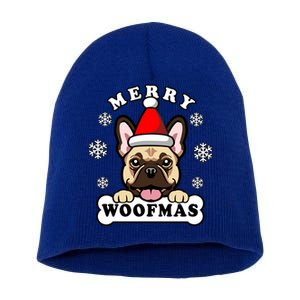 Merry Woofmas Santa French Bulldog Funny Christmas Dog Puns Funny Gift Short Acrylic Beanie