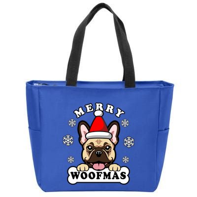 Merry Woofmas Santa French Bulldog Funny Christmas Dog Puns Funny Gift Zip Tote Bag