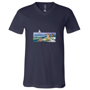 Mermaids With Skipjack V-Neck T-Shirt