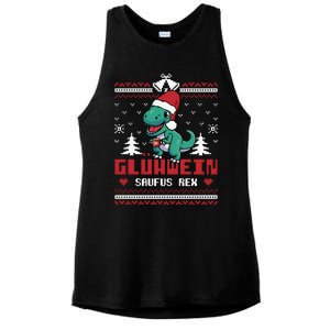 Mulled Wine Saufus Rex Ugly Christmas Dinosaur Ladies PosiCharge Tri-Blend Wicking Tank