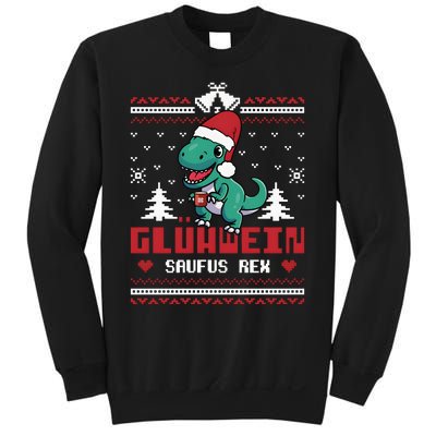 Mulled Wine Saufus Rex Ugly Christmas Dinosaur Sweatshirt