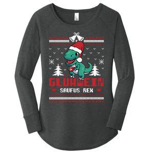 Mulled Wine Saufus Rex Ugly Christmas Dinosaur Women's Perfect Tri Tunic Long Sleeve Shirt