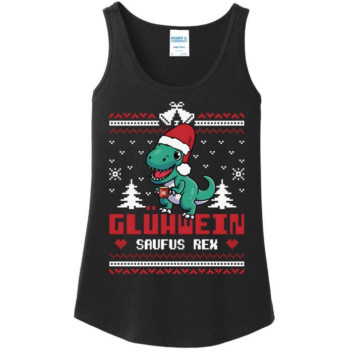 Mulled Wine Saufus Rex Ugly Christmas Dinosaur Ladies Essential Tank