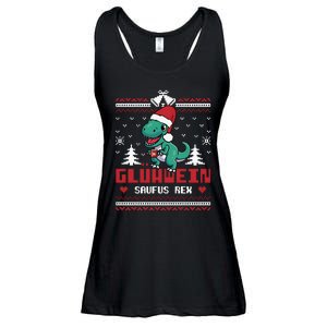 Mulled Wine Saufus Rex Ugly Christmas Dinosaur Ladies Essential Flowy Tank