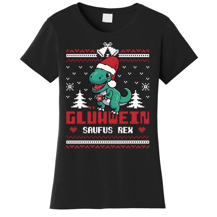 Mulled Wine Saufus Rex Ugly Christmas Dinosaur Women's T-Shirt