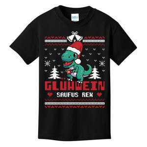 Mulled Wine Saufus Rex Ugly Christmas Dinosaur Kids T-Shirt