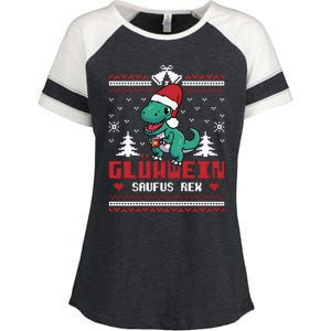 Mulled Wine Saufus Rex Ugly Christmas Dinosaur Enza Ladies Jersey Colorblock Tee