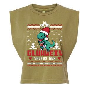 Mulled Wine Saufus Rex Ugly Christmas Dinosaur Garment-Dyed Women's Muscle Tee