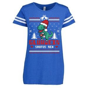 Mulled Wine Saufus Rex Ugly Christmas Dinosaur Enza Ladies Jersey Football T-Shirt