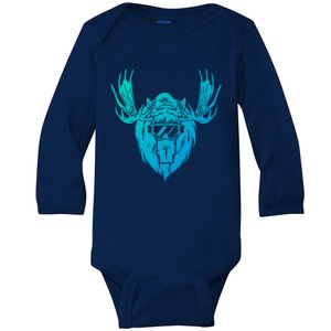 Moose With Ski Goggles Gift Baby Long Sleeve Bodysuit