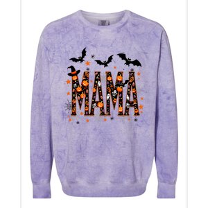 Mama With Spider Halloween Mama Spooky Vibes Gift Colorblast Crewneck Sweatshirt