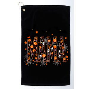 Mama With Spider Halloween Mama Spooky Vibes Gift Platinum Collection Golf Towel