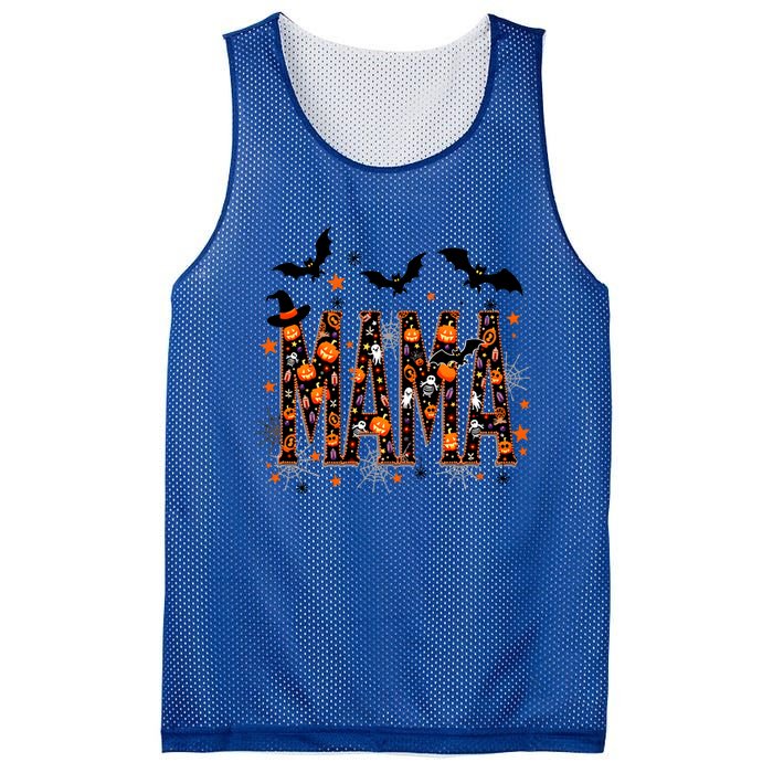 Mama With Spider Halloween Mama Spooky Vibes Gift Mesh Reversible Basketball Jersey Tank