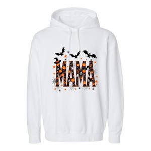 Mama With Spider Halloween Mama Spooky Vibes Gift Garment-Dyed Fleece Hoodie