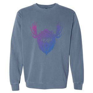 Moose With Ski Goggles Gift Garment-Dyed Sweatshirt