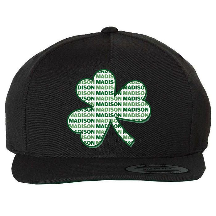 Madison Wisconsin St Patrick's Day Shamrock Clover Wool Snapback Cap