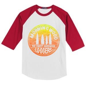 Morning Wood Slogan Gag Lumber Lumberjack Logger Christmas Meaningful Gift Kids Colorblock Raglan Jersey