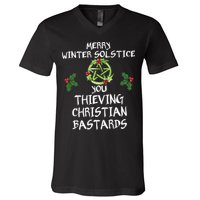 Merry Winter Solstice You Thieving Christian Bastards V-Neck T-Shirt