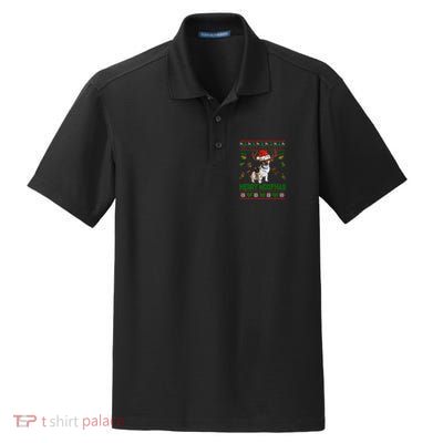 Merry Woofmas Santa Reindeer Rat Terrier Dog Gift Dry Zone Grid Polo