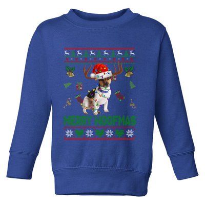 Merry Woofmas Santa Reindeer Rat Terrier Dog Gift Toddler Sweatshirt